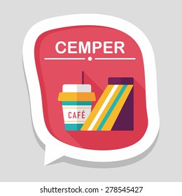 sandwich and coffee flat icon with long shadow,eps10