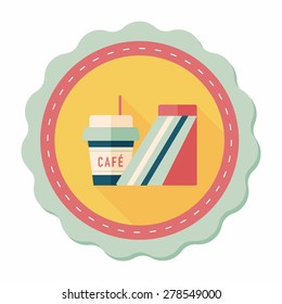 sandwich and coffee flat icon with long shadow,eps10