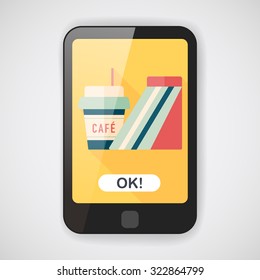 sandwich and coffee flat icon with long shadow,eps10