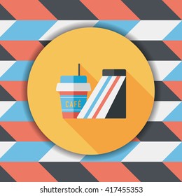 sandwich and coffee flat icon with long shadow,eps10