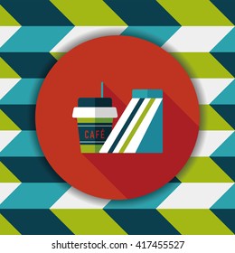 sandwich and coffee flat icon with long shadow,eps10