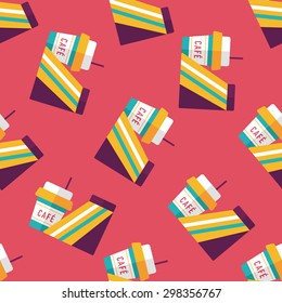 sandwich and coffee flat icon,eps10 seamless pattern background