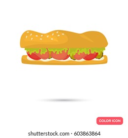 Sandwich color flat icon for web and mobile design