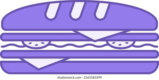 Sandwich Color Icon. Vector Illustration. Sliced ​​Sandwich of Two Pieces of Bread and Filling Between Them. Tasty Food. Fast Food Concept