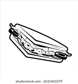 Ícone colorido sanduíche, ícone colorido bonito de sanduíche em estilo de desenho animado com divertido e apetitoso olhar.