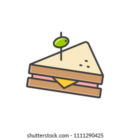 Sandwich colored line icon.