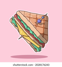 
Sandwich. Colorful takeaway food sold on the street in different countries. Vector illustration, sticker, cartoon style.