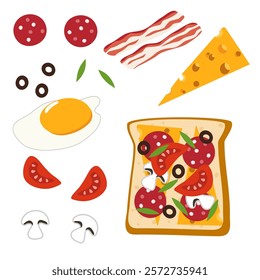 Sandwich constructor. Vector illustration, simple cartoon style