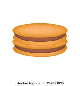 Sandwich cookie filled with chocolate, vector