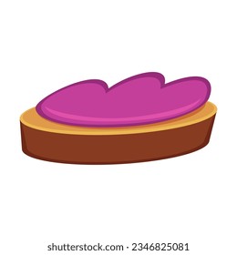 Sándwich o galleta con ilustración vectorial de mermelada de fruta. Dibujo de dibujos animados o pegatinas de elementos de tiempo de té aislados en fondo blanco. Postres, pastelería