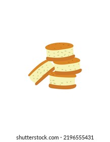 sandwich cookies or crackers with cream isolated on white background 