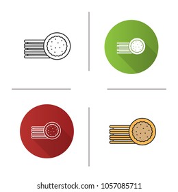 Sandwich cookies icon. Sandwich biscuits. Flat design, linear and color styles. Isolated vector illustrations