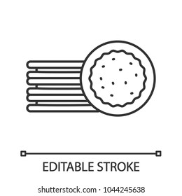Sandwich cookies linear icon. Thin line illustration. Sandwich biscuits. Contour symbol. Vector isolated outline drawing. Editable stroke