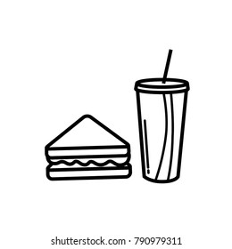 Sandwich and cup of soft drink icon vector