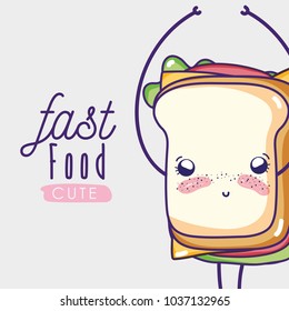 Sandwich cute kawaii cartoon