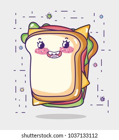 Sandwich cute kawaii cartoon