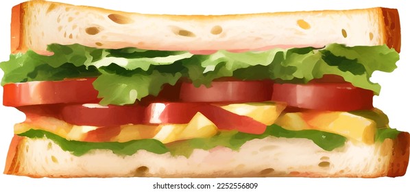 Sandwich Detailed Hand Drawn Illustration Vector Isolated