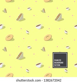 sandwich, donut and coffee seamless pattern background.
