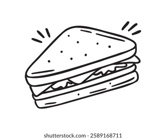 sandwich doodle hand drawn icon. Outline drawing sandwich line clipart symbol. Vector illustration