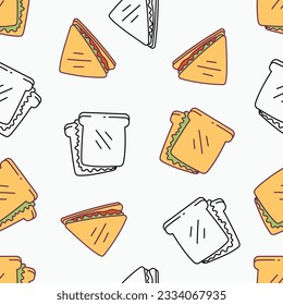 Sandwich Doodle handgezeichnet nahtlose Muster Vektorgrafik