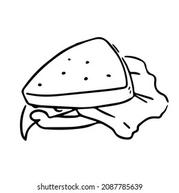 Sandwich in doodle style. Isolated vector.