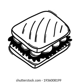 sandwich doodle vector icon. Drawing sketch illustration hand drawn line.