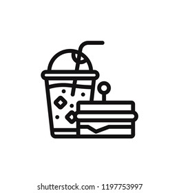 Sandwich with drink vector icon