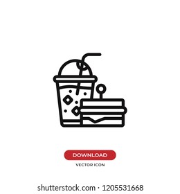 Sandwich with drink vector icon