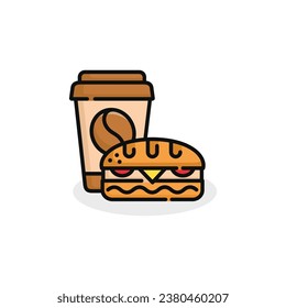 Sandwich and drink vector illustration. Fast food icon isolated on white background