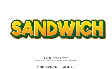 sandwich editable 3d text effect template bold typography and abstract style drinks logo and brand
