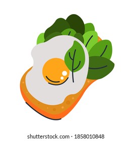 Sándwich con huevo, hierbas. Ilustración vectorial.