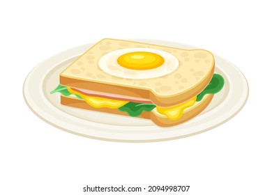 Sandwich with egg. Tasty food dish for breakfast vector illustration