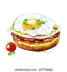sandwich with egg,each item on a separate layer