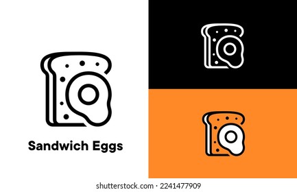 sandwich with eggs vector outline style Editable strokes. Pixel perfect.