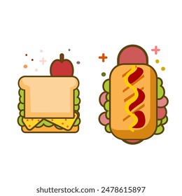 sandwich element flat design icon illustration