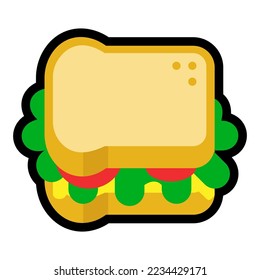 Sandwich emoji icon flat design isolated on white background