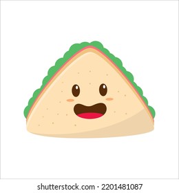 Sandwich with facial expression vector illustration isolated on white background