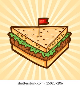 Sandwich. Fast food in cartoon style. Isolated object, easy to edit.