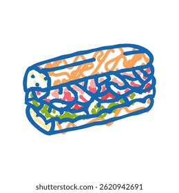 sanduíche fast food ícone doodle esboço vetor. sanduíche fast food sinal. símbolo isolado ilustração