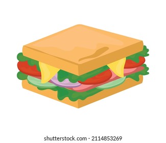 sandwich fast food icon flat