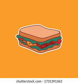 Sandwich fast food illustration for logo, icon and sticker