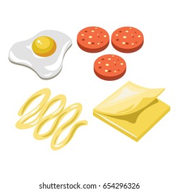 Sandwich fast food ingredients constructor fastfood vector flat isolated icons