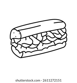 sandwich fast food line icon vector. sandwich fast food sign. isolated contour symbol black illustration
