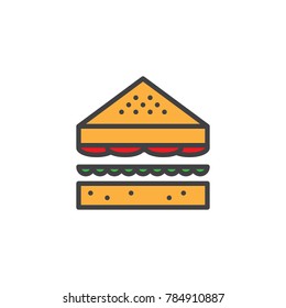 Sandwich filled outline icon, line vector sign, linear colorful pictogram isolated on white. Triangular bread symbol, logo illustration. Pixel perfect vector graphics