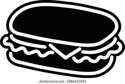 Sandwich flat black vector icon.