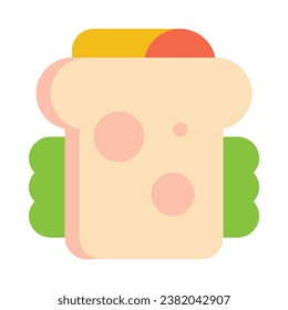 Sandwich in flat icon. Delicious, fast food, salad, breakfast