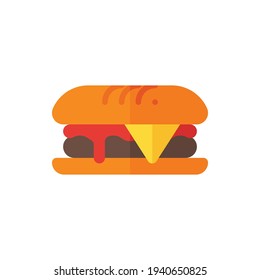 Sandwich Flat Icon Logo Illustration Vector Isolated. Fast Food and Restaurant Icon-Set. Suitable for Web Design, Logo, App, and Upscale Your Business.