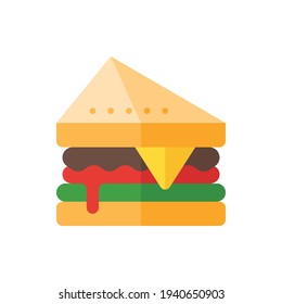 Sandwich Flat Icon Logo Illustration Vector Isolated. Fast Food and Restaurant Icon-Set. Suitable for Web Design, Logo, App, and Upscale Your Business.