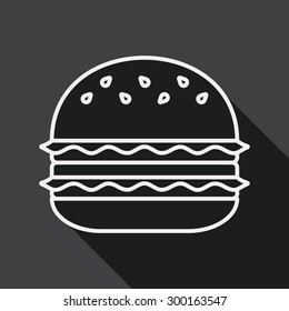 sandwich flat icon with long shadow, line icon
