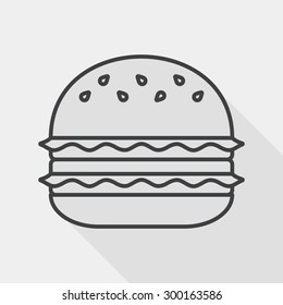 sandwich flat icon with long shadow, line icon